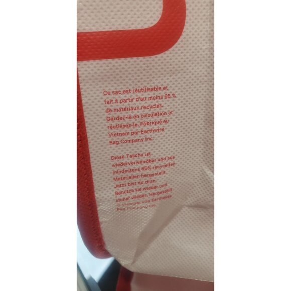 Lululemon Reusable Tote Shopping Bag Large Red White Logo Straps - Picture 6 of 8